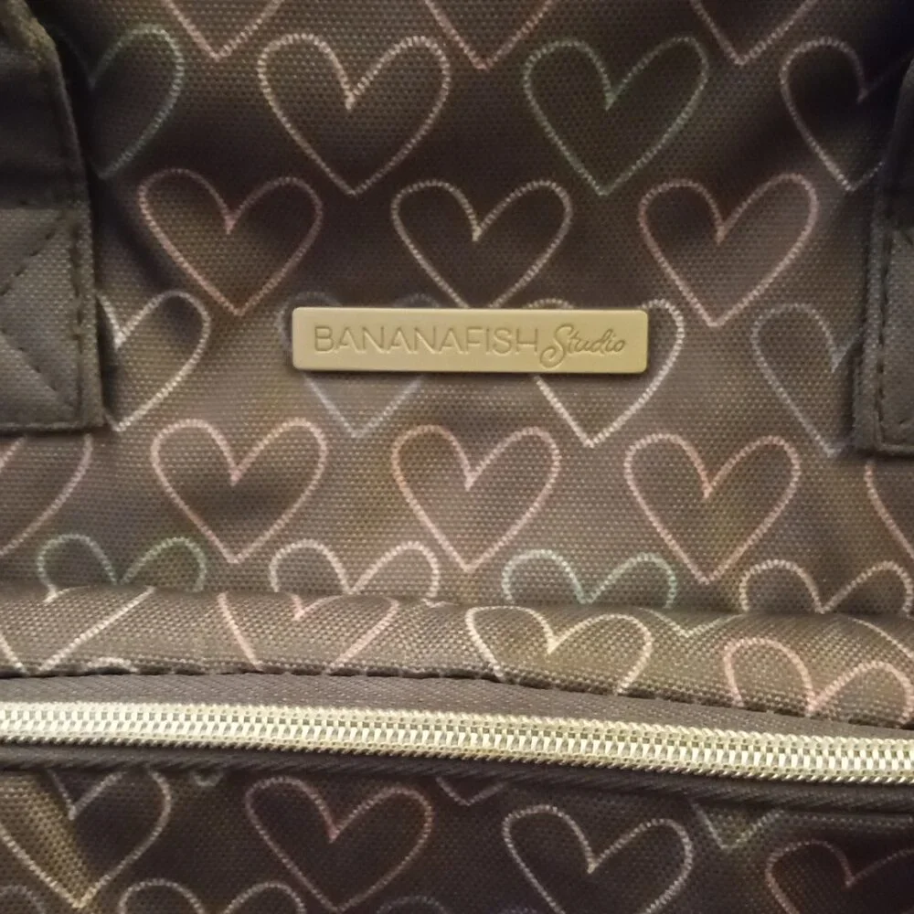 Banana Fish Grey / Pink / White Mini Heart Diaper Bag Backpack Lightweight